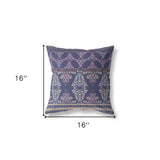 16" X 16" Blue And Pink Zippered Geometric Indoor Outdoor Throw Pillow - FREE SHIPPING
