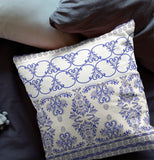 16" X 16" White And Blue Zippered Geometric Indoor Outdoor Throw Pillow - FREE SHIPPING