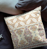 16" X 16" Off White And Orange Zippered Geometric Indoor Outdoor Throw Pillow - FREE SHIPPING
