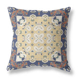 18" X 18" Blue And Yellow Zippered Geometric Indoor Outdoor Throw Pillow - FREE SHIPPING