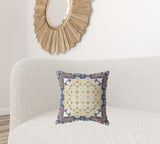 18" X 18" Blue And Yellow Zippered Geometric Indoor Outdoor Throw Pillow - FREE SHIPPING