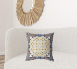 18" X 18" Blue And Yellow Zippered Geometric Indoor Outdoor Throw Pillow - FREE SHIPPING