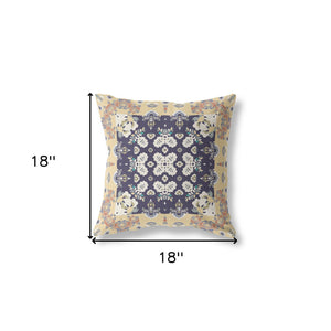 18" X 18" Yellow And Navy Zippered Geometric Indoor Outdoor Throw Pillow - FREE SHIPPING