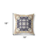 18" X 18" Yellow And Navy Zippered Geometric Indoor Outdoor Throw Pillow - FREE SHIPPING