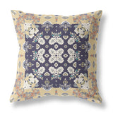 18" X 18" Yellow And Navy Zippered Geometric Indoor Outdoor Throw Pillow - FREE SHIPPING
