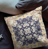18" X 18" Yellow And Navy Zippered Geometric Indoor Outdoor Throw Pillow - FREE SHIPPING