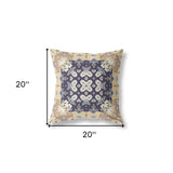 18" X 18" Yellow And Navy Zippered Geometric Indoor Outdoor Throw Pillow - FREE SHIPPING