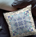 18" X 18" Off White And Blue Zippered Geometric Indoor Outdoor Throw Pillow - FREE SHIPPING