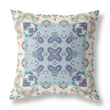 18" X 18" Off White And Blue Zippered Geometric Indoor Outdoor Throw Pillow - FREE SHIPPING