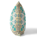 16" X 16" Yellow, Blue, And White Zippered Geometric Indoor Outdoor Throw Pillow - FREE SHIPPING
