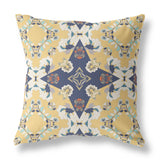 16" X 16" Yellow And Blue Zippered Geometric Indoor Outdoor Throw Pillow - FREE SHIPPING