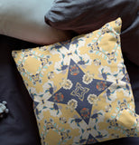 16" X 16" Yellow And Blue Zippered Geometric Indoor Outdoor Throw Pillow - FREE SHIPPING
