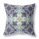 16" X 16" Blue And White Zippered Geometric Indoor Outdoor Throw Pillow - FREE SHIPPING