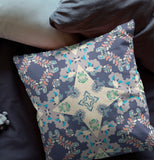 16" X 16" Blue And White Zippered Geometric Indoor Outdoor Throw Pillow - FREE SHIPPING