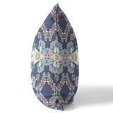 16" X 16" Blue And White Zippered Geometric Indoor Outdoor Throw Pillow - FREE SHIPPING