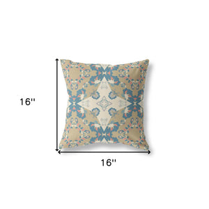 16" X 16" Muted Teal Zippered Geometric Indoor Outdoor Throw Pillow - FREE SHIPPING