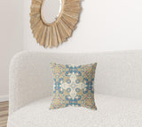 18" X 18" Muted Teal Zippered Geometric Indoor Outdoor Throw Pillow - FREE SHIPPING