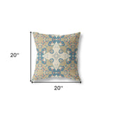 18" X 18" Muted Teal Zippered Geometric Indoor Outdoor Throw Pillow - FREE SHIPPING