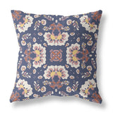 16" X 16" Blue And White Zippered Geometric Indoor Outdoor Throw Pillow - FREE SHIPPING