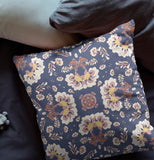 18" X 18" Blue And White Zippered Geometric Indoor Outdoor Throw Pillow - FREE SHIPPING