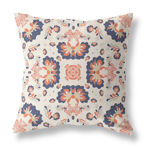 Decorative pillow with a floral pattern on a white background