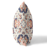 16" X 16" Off White And Blue Zippered Geometric Indoor Outdoor Throw Pillow - FREE SHIPPING