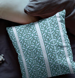 18" X 18" Blue And Brown Zippered Geometric Indoor Outdoor Throw Pillow - FREE SHIPPING