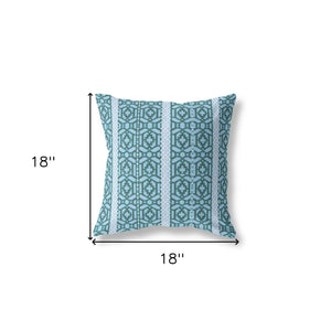 18" X 18" Blue And Brown Zippered Geometric Indoor Outdoor Throw Pillow - FREE SHIPPING