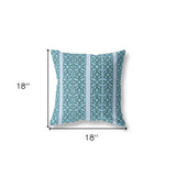 18" X 18" Blue And Brown Zippered Geometric Indoor Outdoor Throw Pillow - FREE SHIPPING