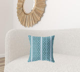 18" X 18" Blue And Brown Zippered Geometric Indoor Outdoor Throw Pillow - FREE SHIPPING