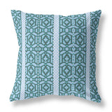 18" X 18" Blue And Brown Zippered Geometric Indoor Outdoor Throw Pillow - FREE SHIPPING