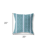 18" X 18" Blue And Brown Zippered Geometric Indoor Outdoor Throw Pillow - FREE SHIPPING