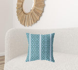 18" X 18" Blue And Brown Zippered Geometric Indoor Outdoor Throw Pillow - FREE SHIPPING