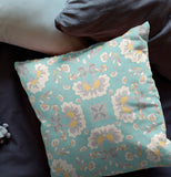 18" X 18" Green And White Zippered Geometric Indoor Outdoor Throw Pillow - FREE SHIPPING