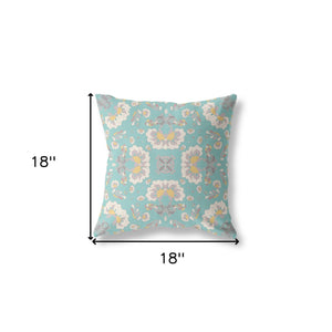 18" X 18" Green And White Zippered Geometric Indoor Outdoor Throw Pillow - FREE SHIPPING