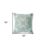 18" X 18" Green And White Zippered Geometric Indoor Outdoor Throw Pillow - FREE SHIPPING