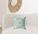 18" X 18" Green And White Zippered Geometric Indoor Outdoor Throw Pillow - FREE SHIPPING