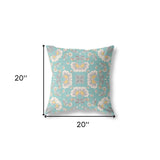 18" X 18" Green And White Zippered Geometric Indoor Outdoor Throw Pillow - FREE SHIPPING
