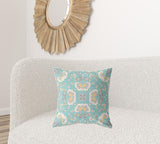 18" X 18" Green And White Zippered Geometric Indoor Outdoor Throw Pillow - FREE SHIPPING