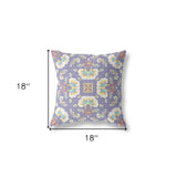 18" X 18" Purple And Purple Zippered Geometric Indoor Outdoor Throw Pillow - FREE SHIPPING