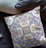 18" X 18" Purple And Purple Zippered Geometric Indoor Outdoor Throw Pillow - FREE SHIPPING