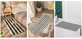 Fennco Styles Woven Classic Striped Area Rug 24" W x 51" L - Navy Blue Cotton Blend Carpet Indoor Outdoor Floor Mat for Living Room, Entryway, Bedroom and Floor Décor