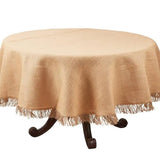 Fennco Styles Rustic Jute Tassel Table Runner 16" W x 72" L - Natural Burlap Table Cover for Dining Room, Banquets, Outdoor Events, Family Gatherings, and Holidays