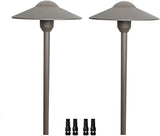 Cast Aluminum Low Voltage Landscape Lighting Pathway Lights Included Ground Spike,Wire Connectors Free Replaceable 3 Watts G4 LED Bulb Warm White 2-Pack