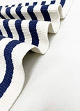 Fennco Styles Woven Classic Striped Area Rug 24" W x 51" L - Navy Blue Cotton Blend Carpet Indoor Outdoor Floor Mat for Living Room, Entryway, Bedroom and Floor Décor