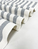 Fennco Styles Woven Classic Striped Area Rug 24" W x 51" L - Navy Blue Cotton Blend Carpet Indoor Outdoor Floor Mat for Living Room, Entryway, Bedroom and Floor Décor