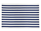 Fennco Styles Woven Classic Striped Area Rug 24" W x 51" L - Navy Blue Cotton Blend Carpet Indoor Outdoor Floor Mat for Living Room, Entryway, Bedroom and Floor Décor