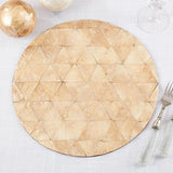 Fennco Styles Circles Capiz Design Placemat 15" Round, 1-Piece – Gold Elegant Table Mat for Home, Dining Room Décor, Banquets, Indoor & Outdoor and Special Events