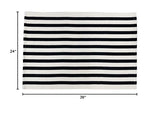 Fennco Styles Woven Classic Striped Area Rug 24" W x 51" L - Navy Blue Cotton Blend Carpet Indoor Outdoor Floor Mat for Living Room, Entryway, Bedroom and Floor Décor