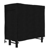 Black firewood storage box with cover on a white background